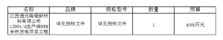 1200t/d生產(chǎn)線(xiàn)9WM余熱發(fā)電項目工程結果公告