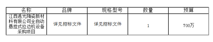 全自動(dòng)懸掛式拉邊機設備采購項目結果公告