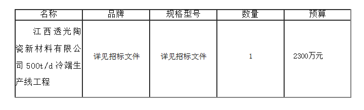 500t/d 冷端生產(chǎn)線(xiàn)工程結果公告